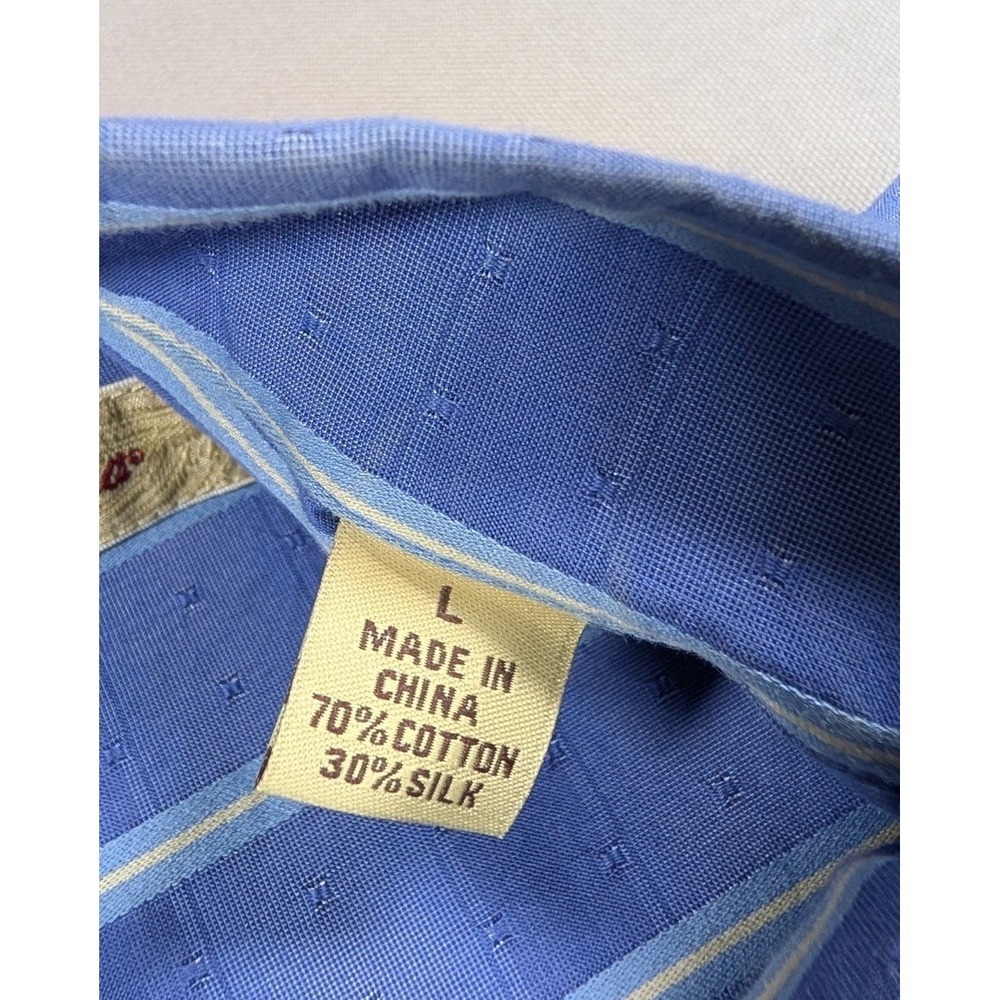 Tommy Bahama Shirt Mens Large Blue Striped Cotton Silk Long Sleeve Button - Picture 6 of 12